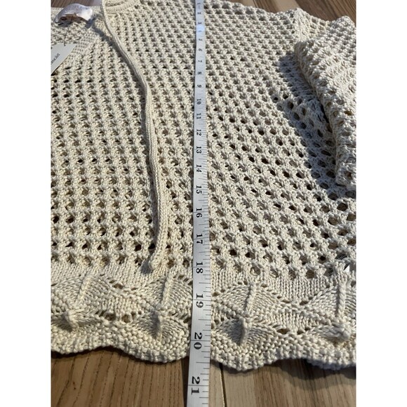 Audrey Parks + Francesca's Boho Open Knit Crochet Sweater – Beige, Size L - Picture 2 of 6